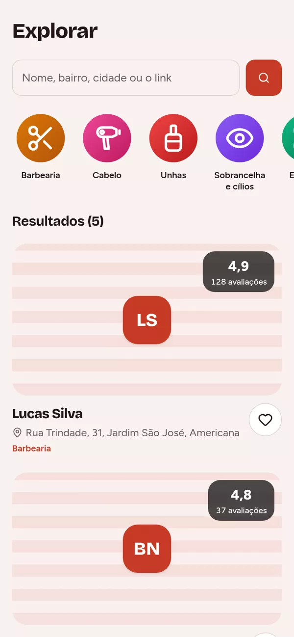 Tela Explorar do Chairly Book